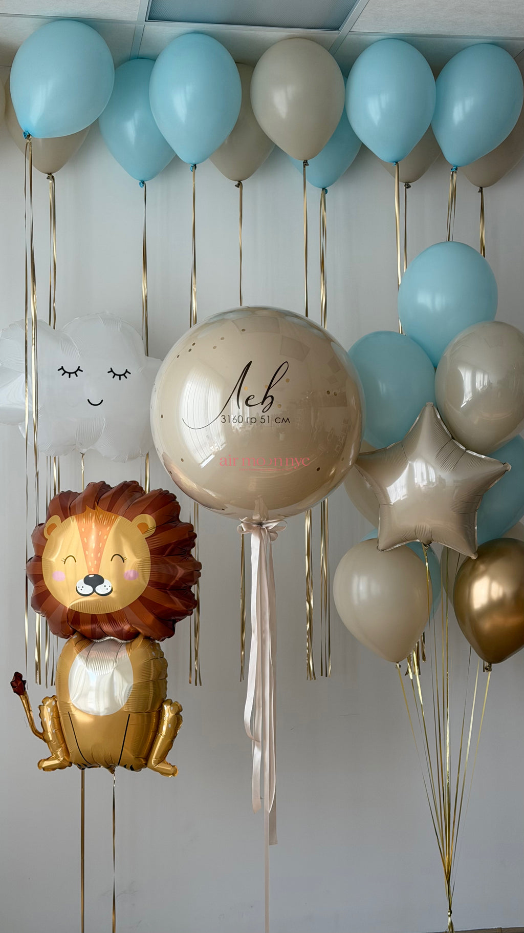Baby Boy Balloons NYC | Lion Birthday & Baby Shower Balloons | Air Moon NYC