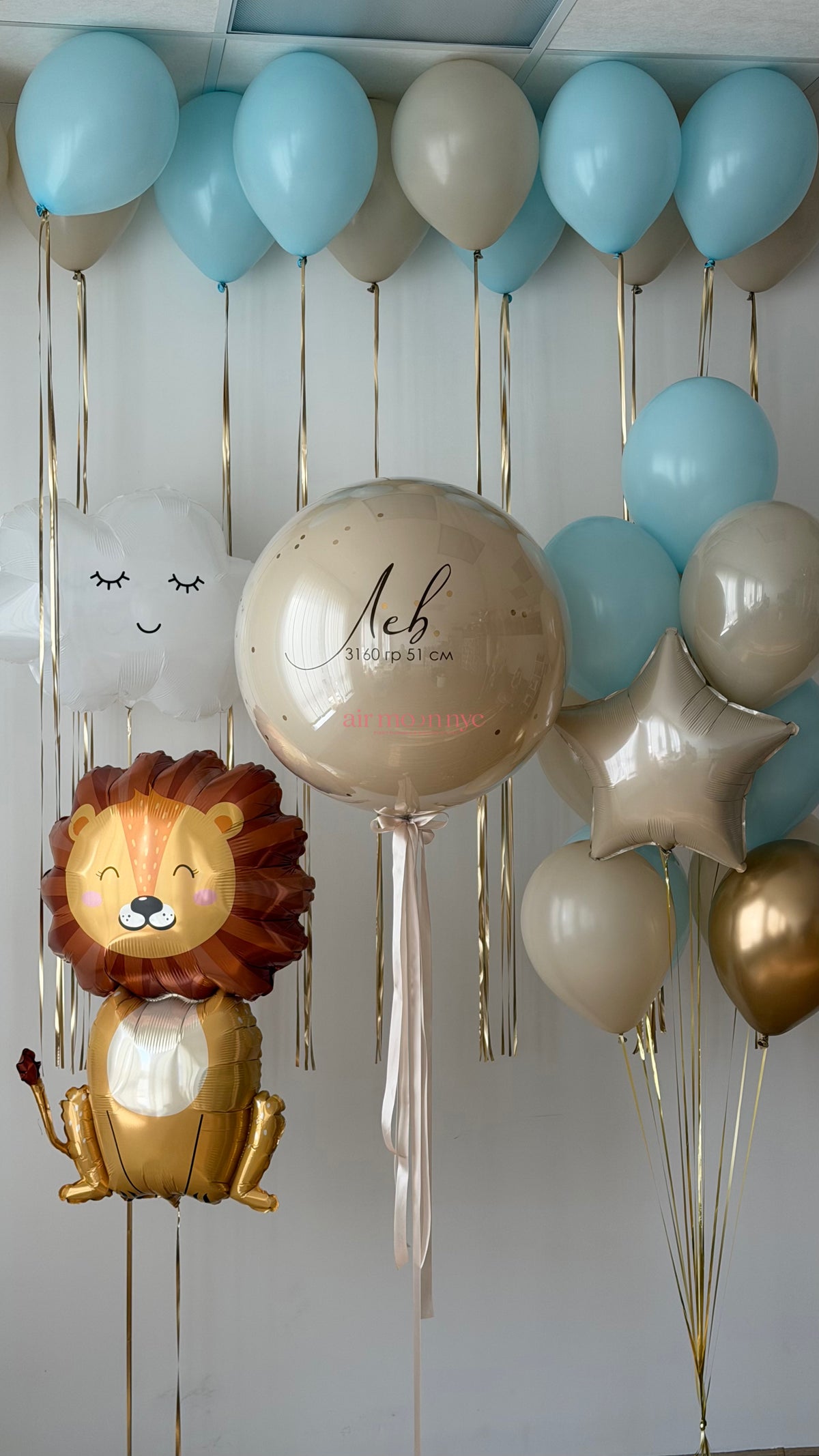 Baby Boy Balloons NYC | Lion Birthday & Baby Shower Balloons | Air Moon NYC