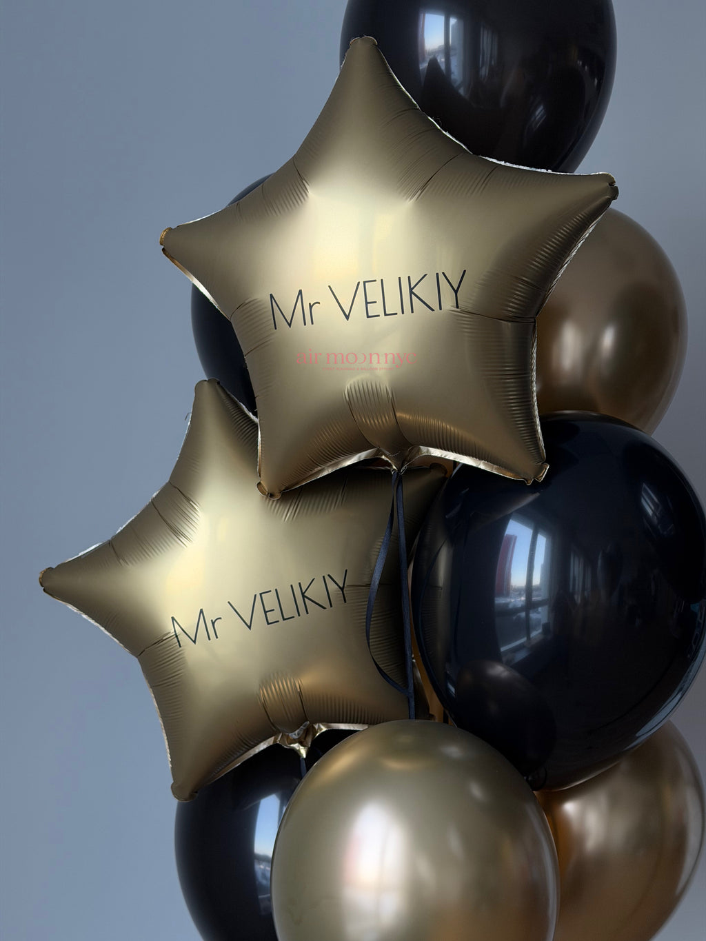 Black & Gold Birthday Balloons for Him NYC | Air Moon NYC