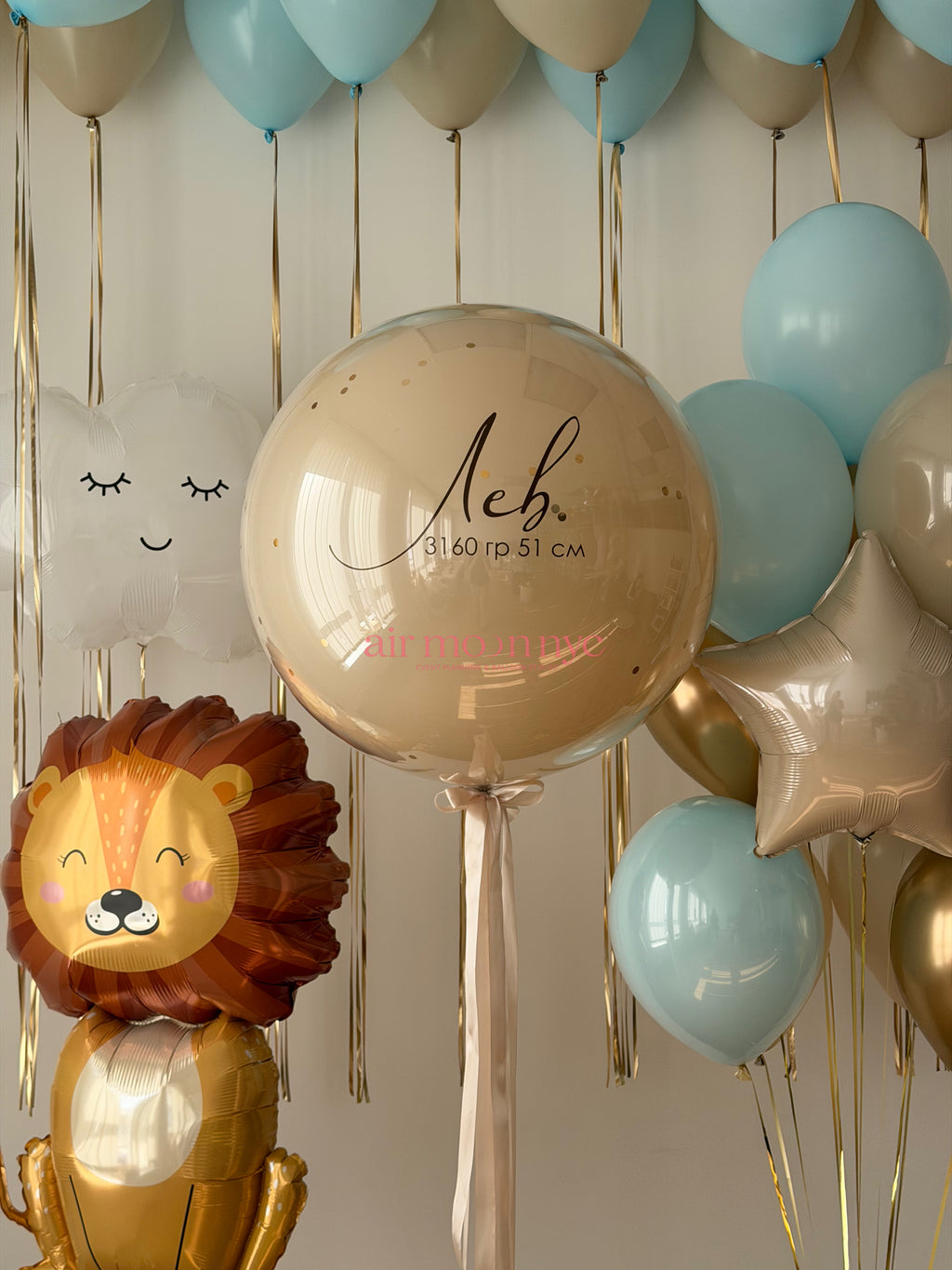 Baby Boy Balloons NYC | Lion Birthday & Baby Shower Balloons | Air Moon NYC