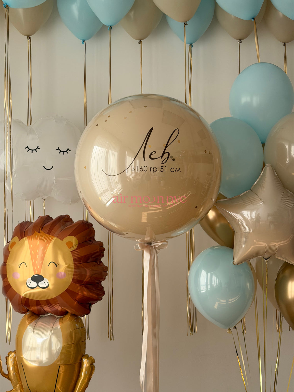 Baby Boy Balloons NYC | Lion Birthday & Baby Shower Balloons | Air Moon NYC
