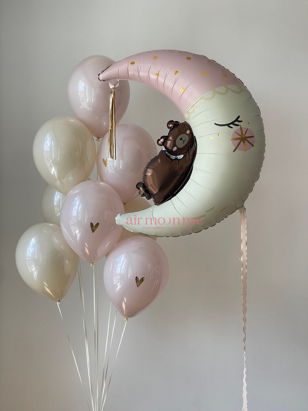 Personalized Dreamy Baby Balloon Set – Moon & Bear – NYC