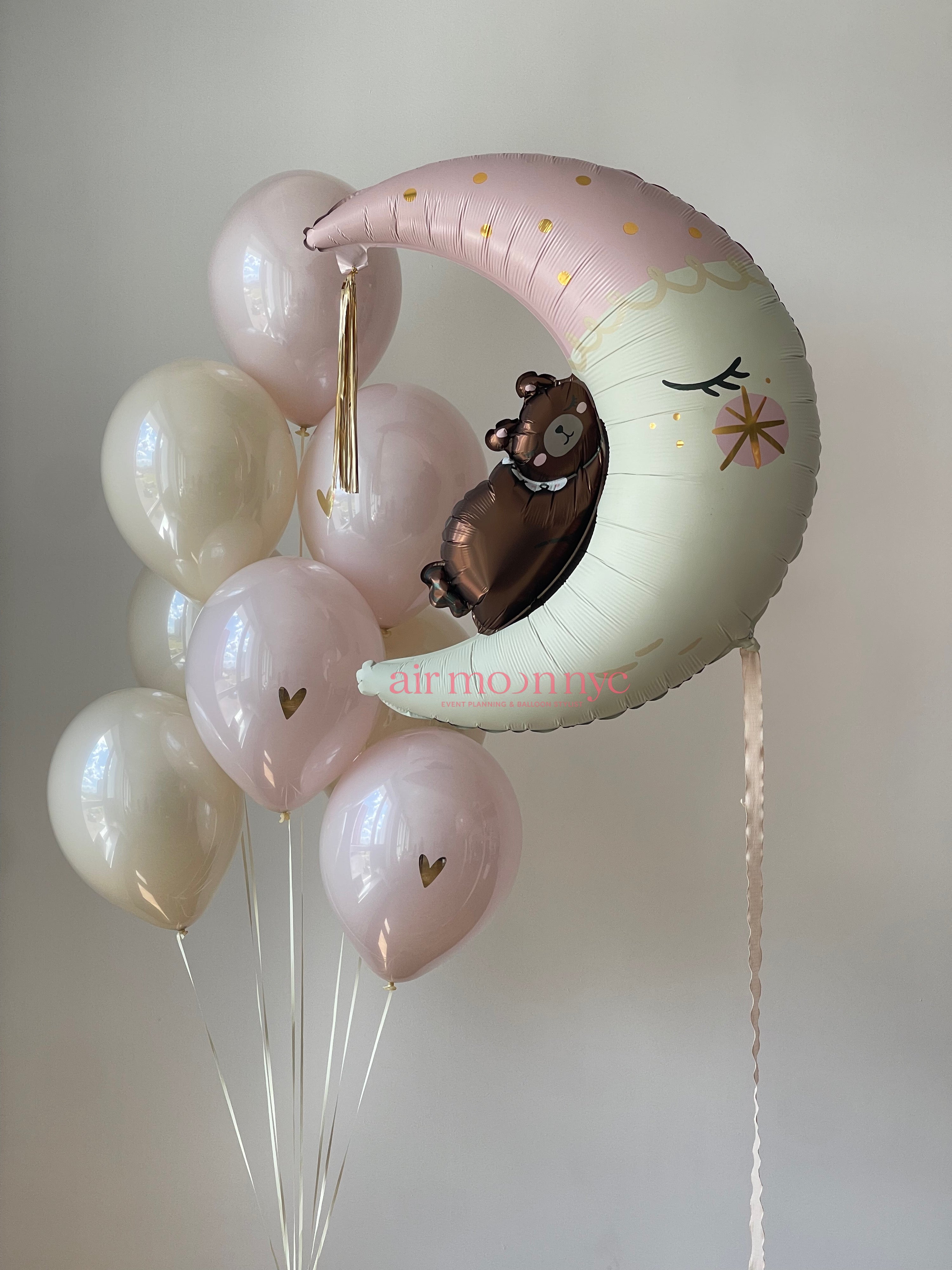 Personalized Dreamy Baby Balloon Set – Moon & Bear – NYC