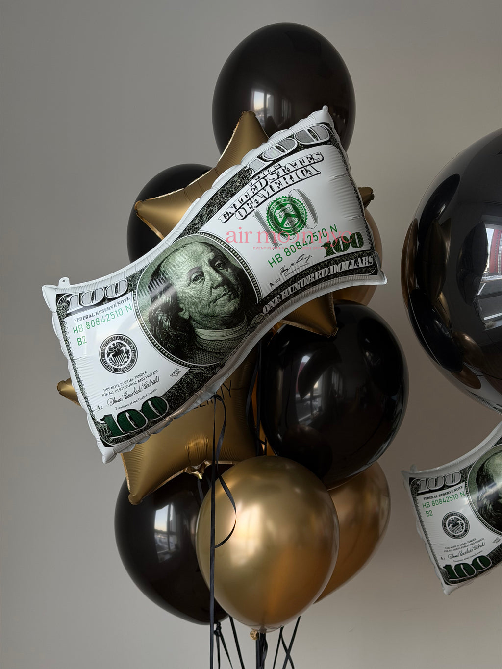 Black & Gold Birthday Balloons for Him NYC | Air Moon NYC