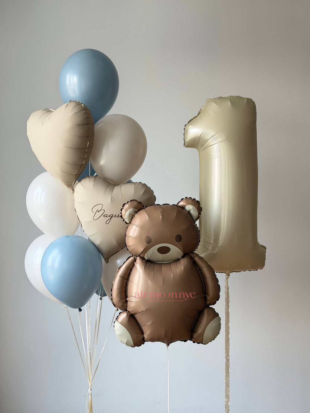 First Birthday Balloons NYC | Teddy Bear Balloon Bouquet | Air Moon NYC