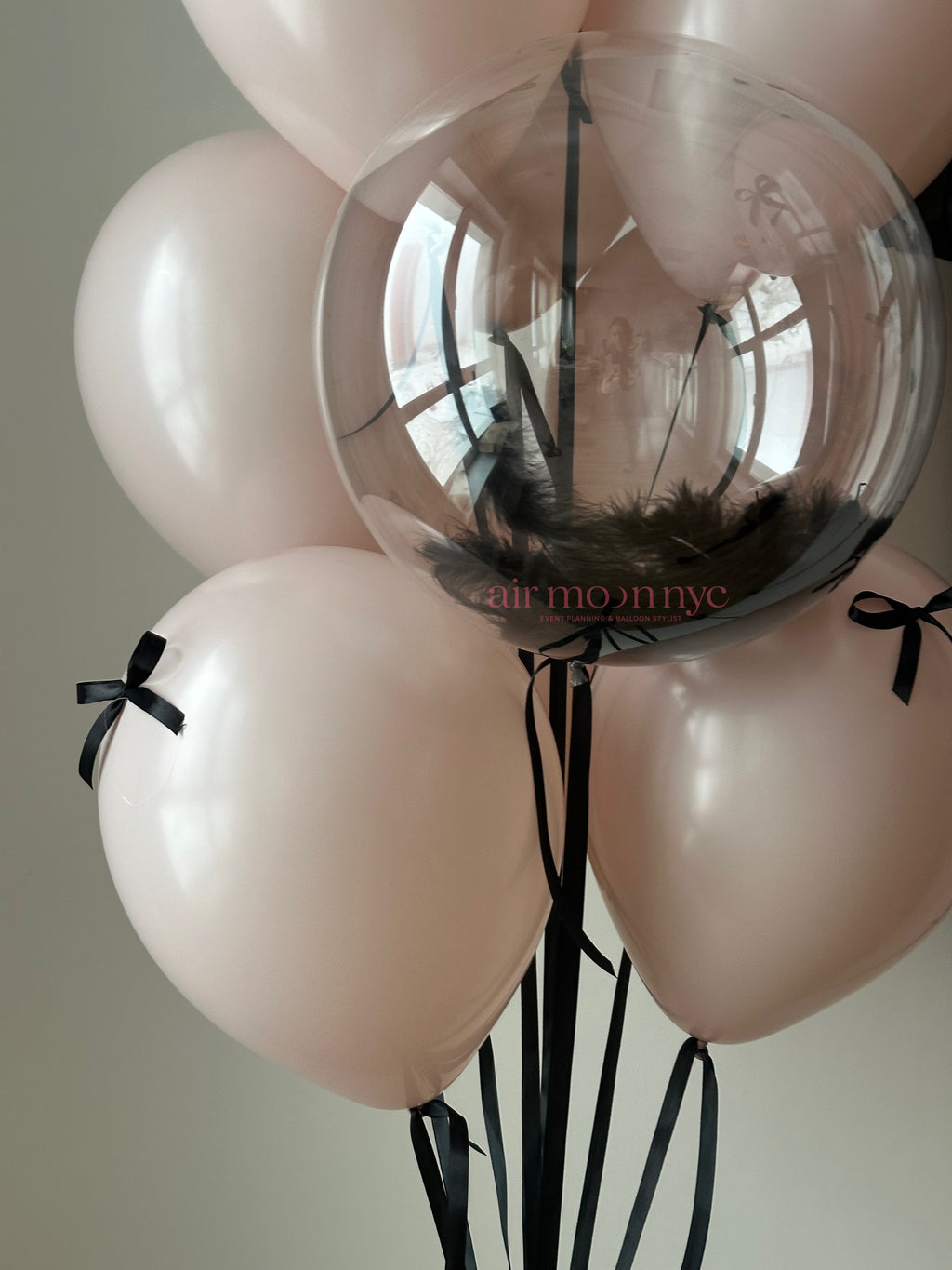 Personalized Birthday Balloon Set NYC | Blush Pink & Black Balloon Bouquet