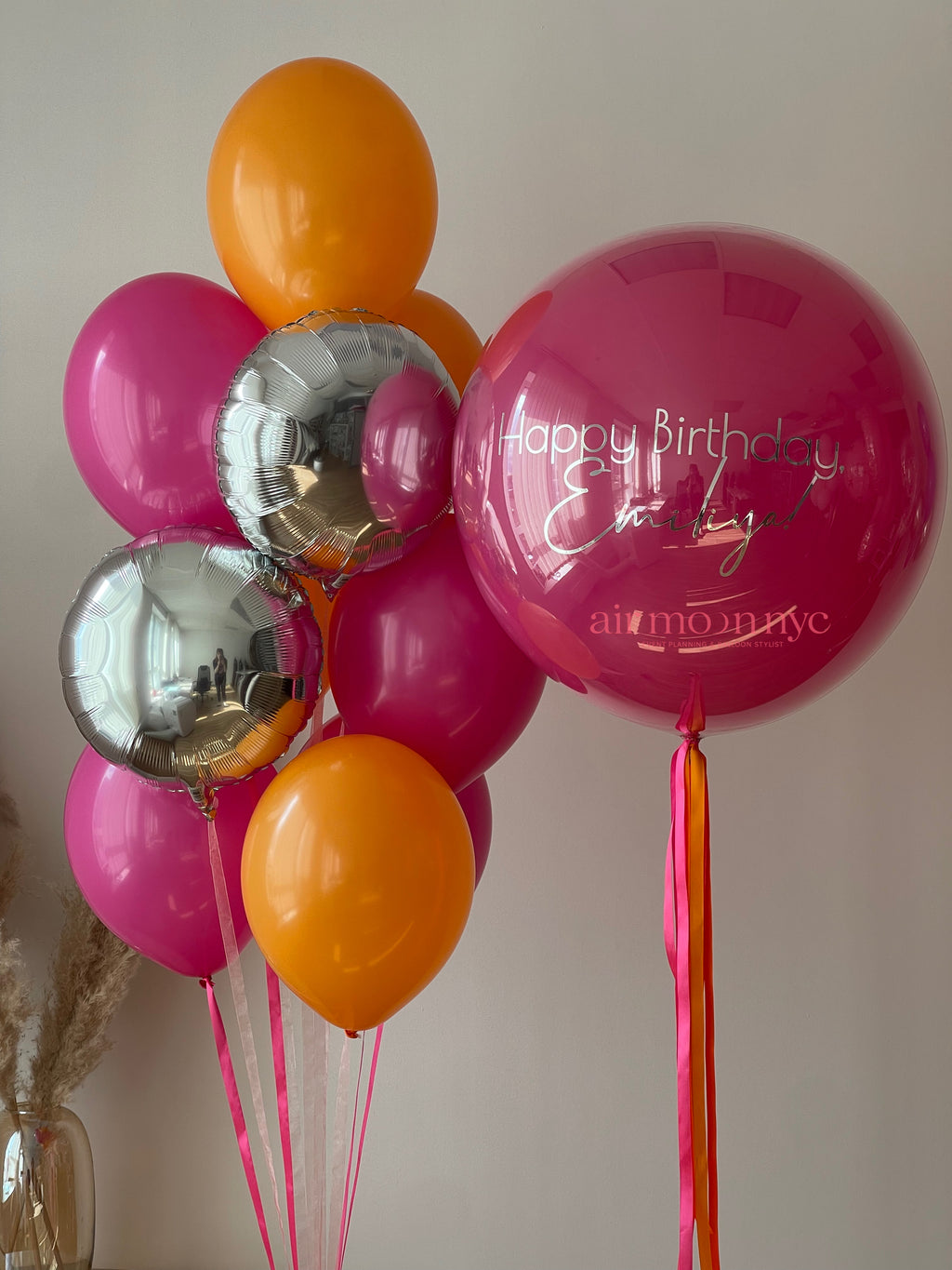 Personalized Birthday Balloon Bouquet – Hot Pink – NYC