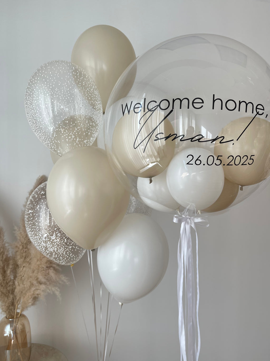 Personalized Neutral Helium Balloon Set with Bobo - NYC