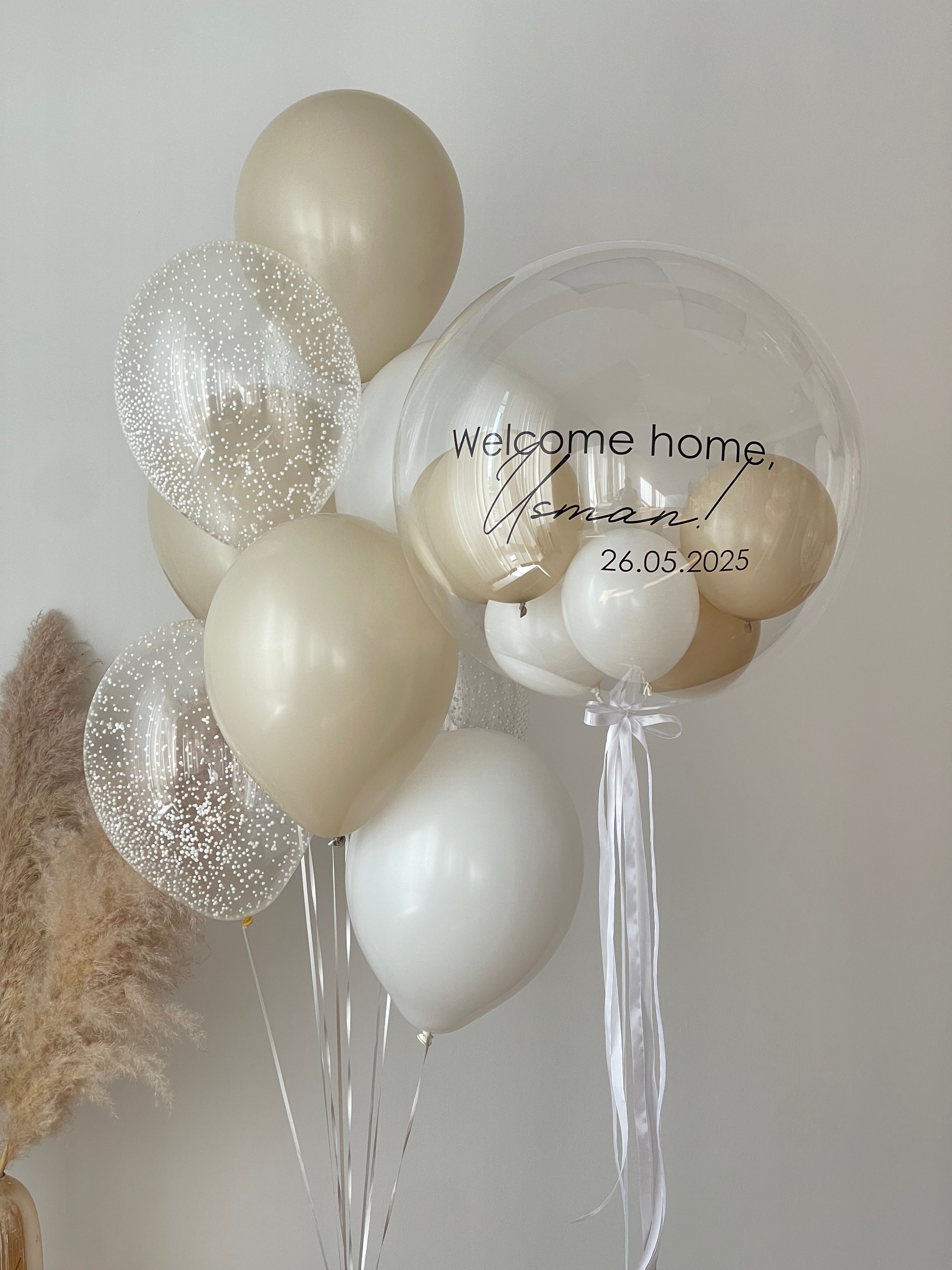 Personalized Neutral Helium Balloon Set with Bobo - NYC