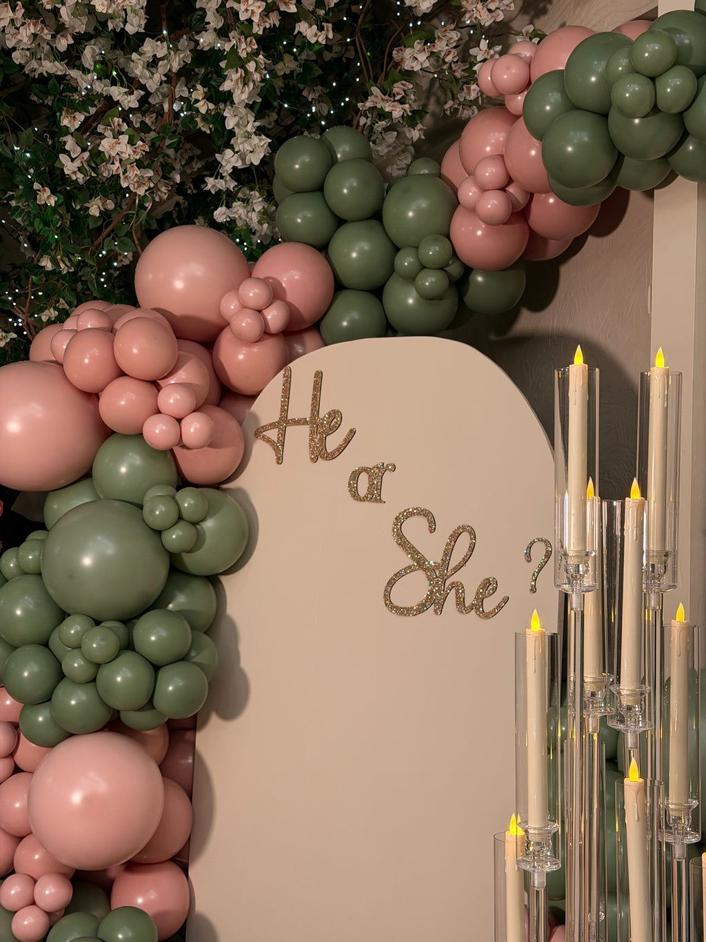 Gender Reveal Balloon Backdrop NYC | Custom He or She Event Decor