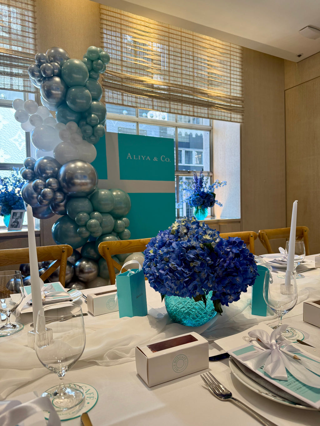 Tiffany Blue Bridal Shower Balloon Backdrop NYC | Budget Friendly Event Decor