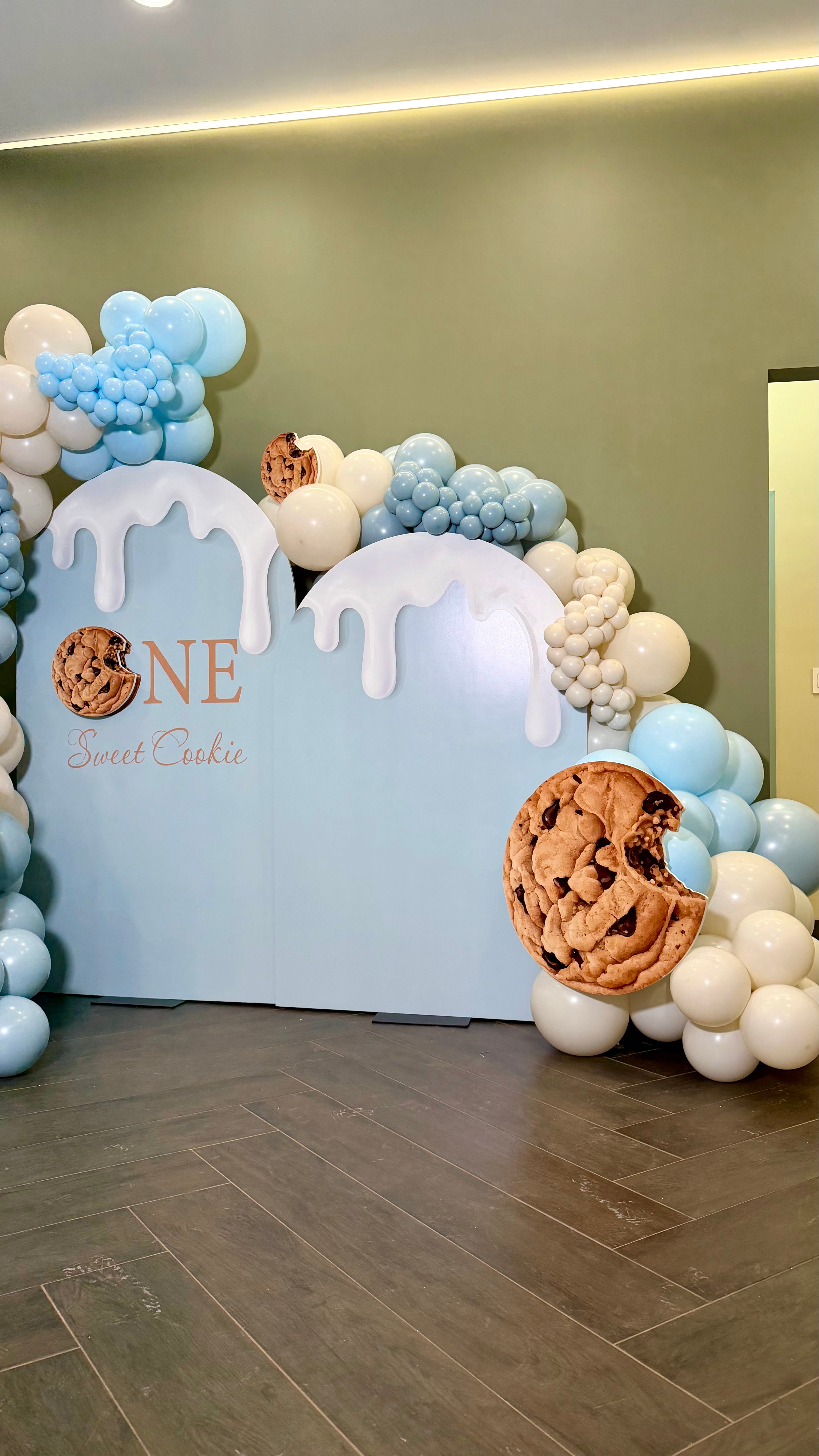 Sweet Cookie & Milk Birthday Balloon Backdrop NYC | Custom Kids Party Decor