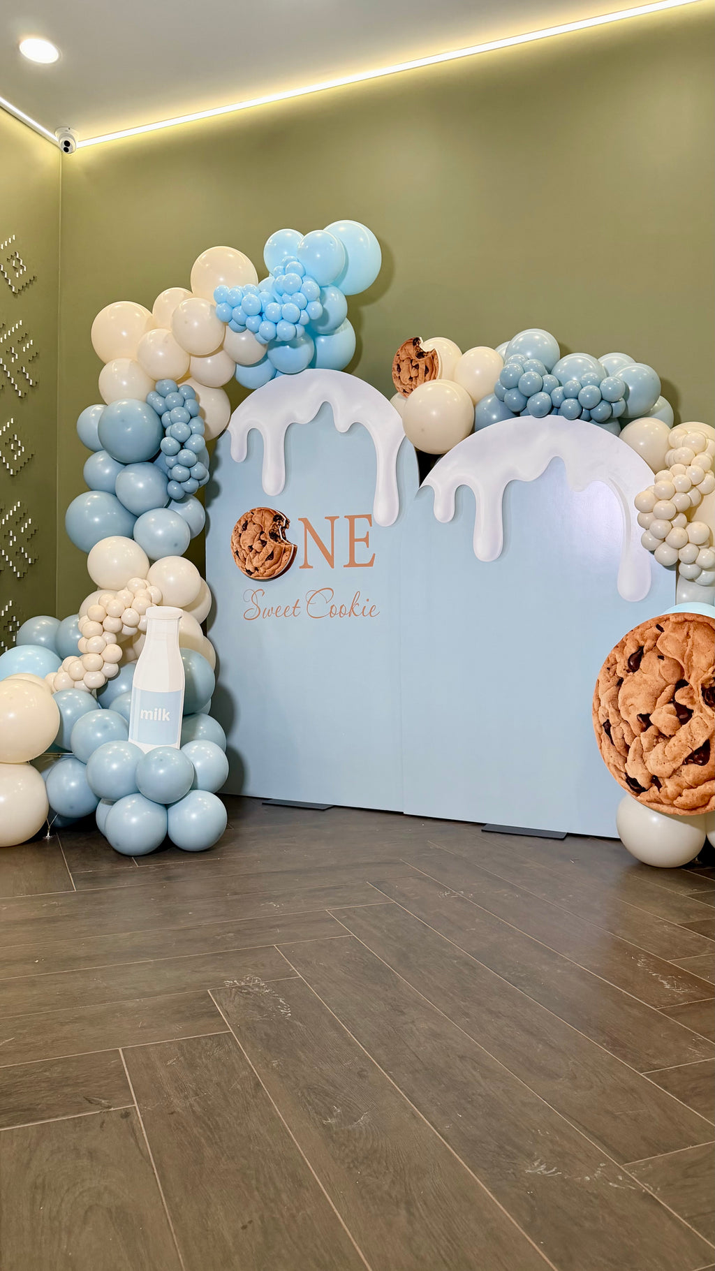 Sweet Cookie & Milk Birthday Balloon Backdrop NYC | Custom Kids Party Decor