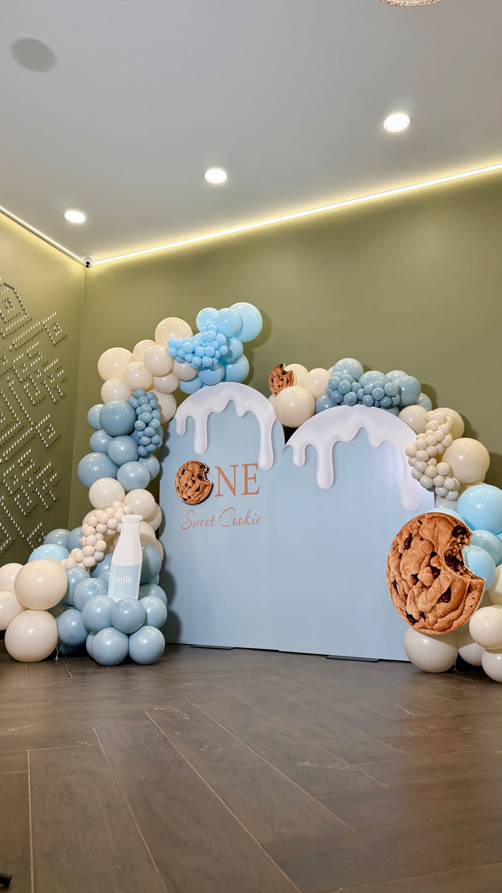 Sweet Cookie & Milk Birthday Balloon Backdrop NYC | Custom Kids Party Decor