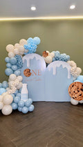 Luxury cookie and milk birthday decor in NYC with custom printed backdrops, themed cutouts, and premium organic balloon installation. Delivery & professional setup available.