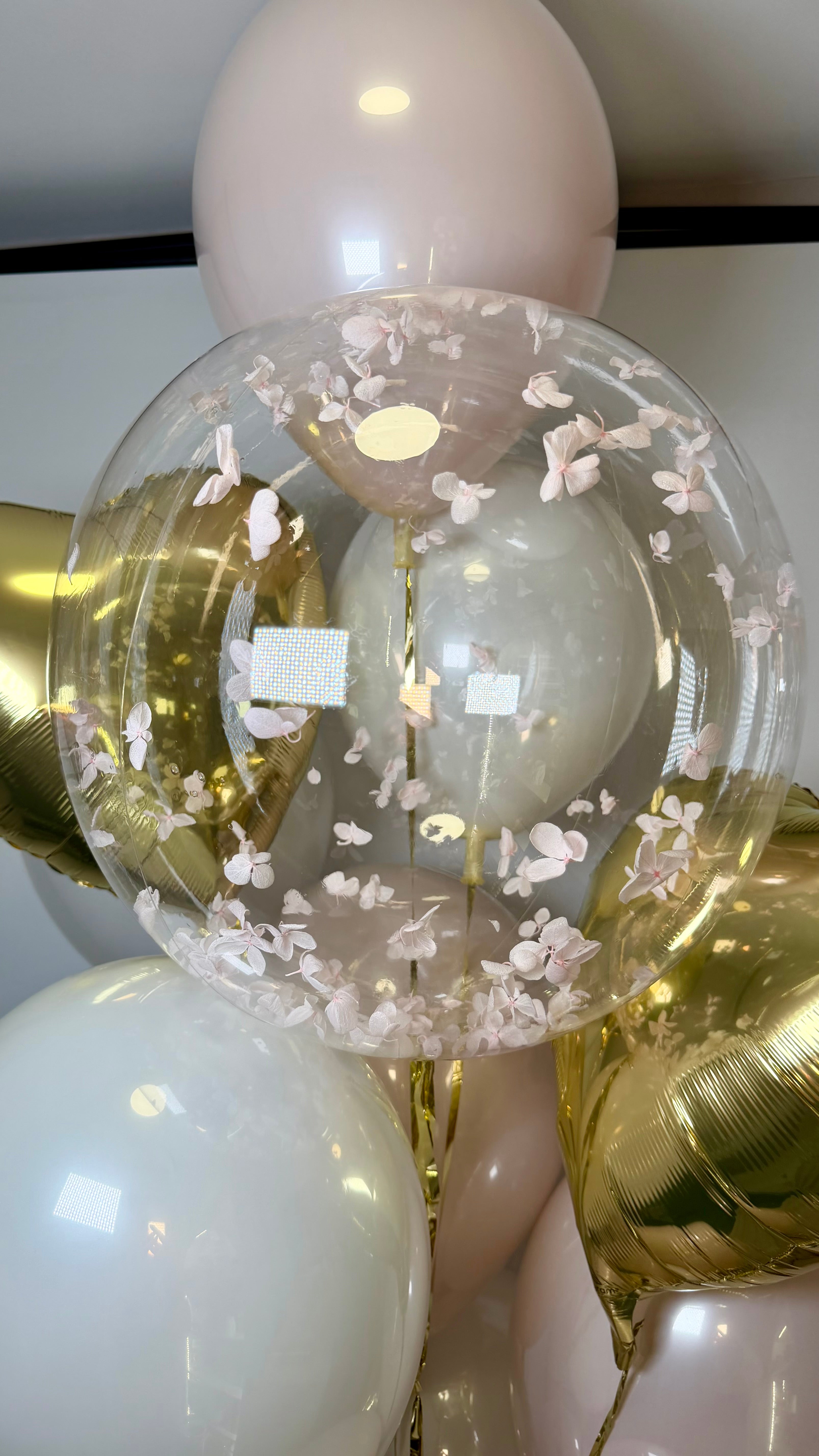 Bubble Balloon with Real Dried Hydrangeas | Personalized Balloons NYC