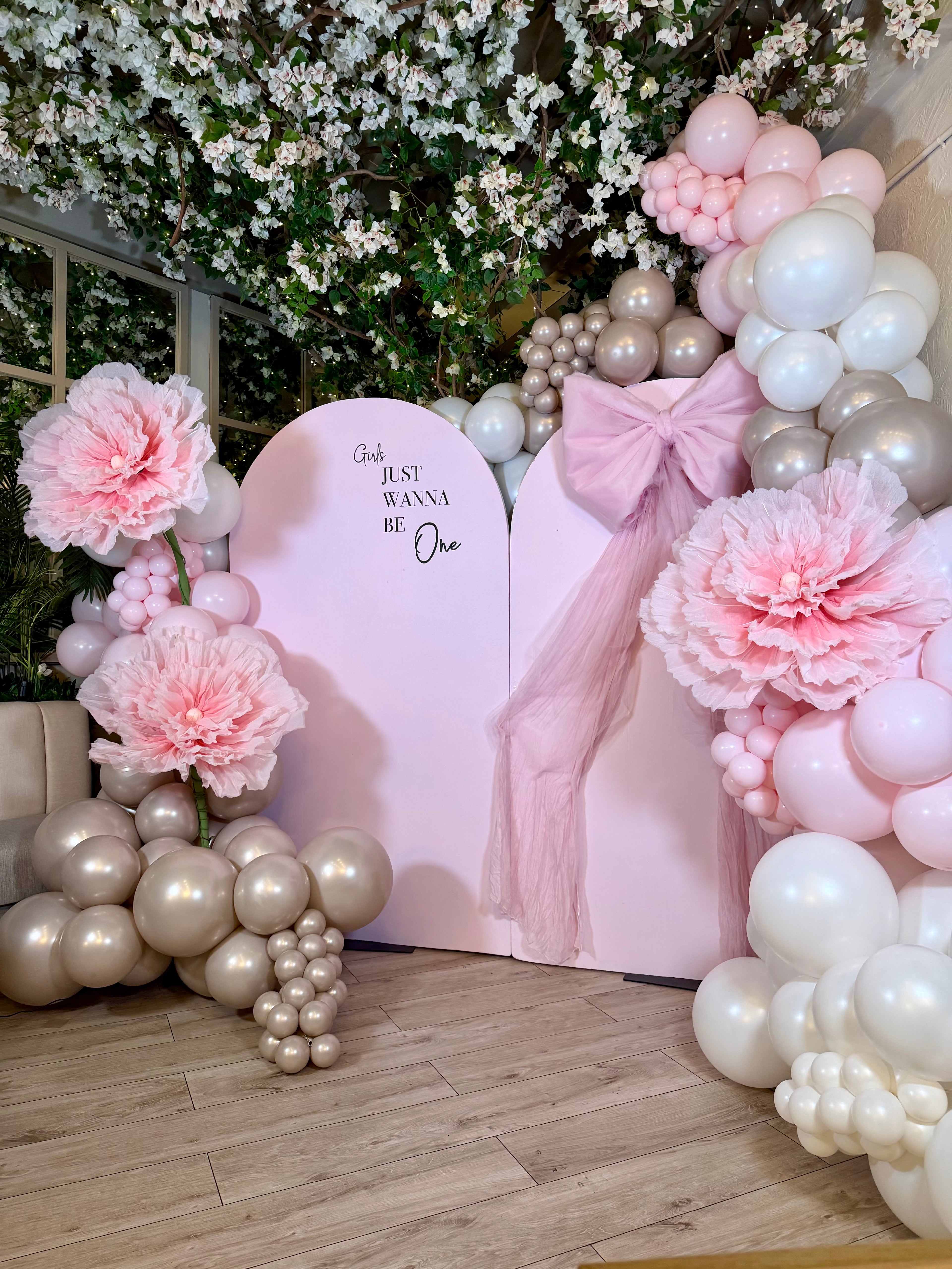 Luxury Pink Baby Shower Balloon Backdrop NYC | First Birthday & Welcome Baby Decor BROOKLYN