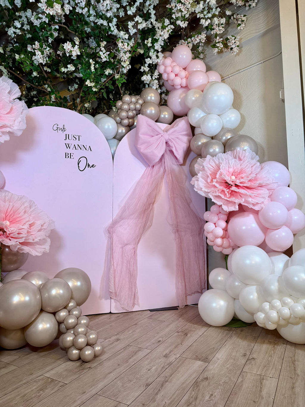 Luxury Pink Baby Shower Balloon Backdrop NYC | First Birthday & Welcome Baby Decor BROOKLYN