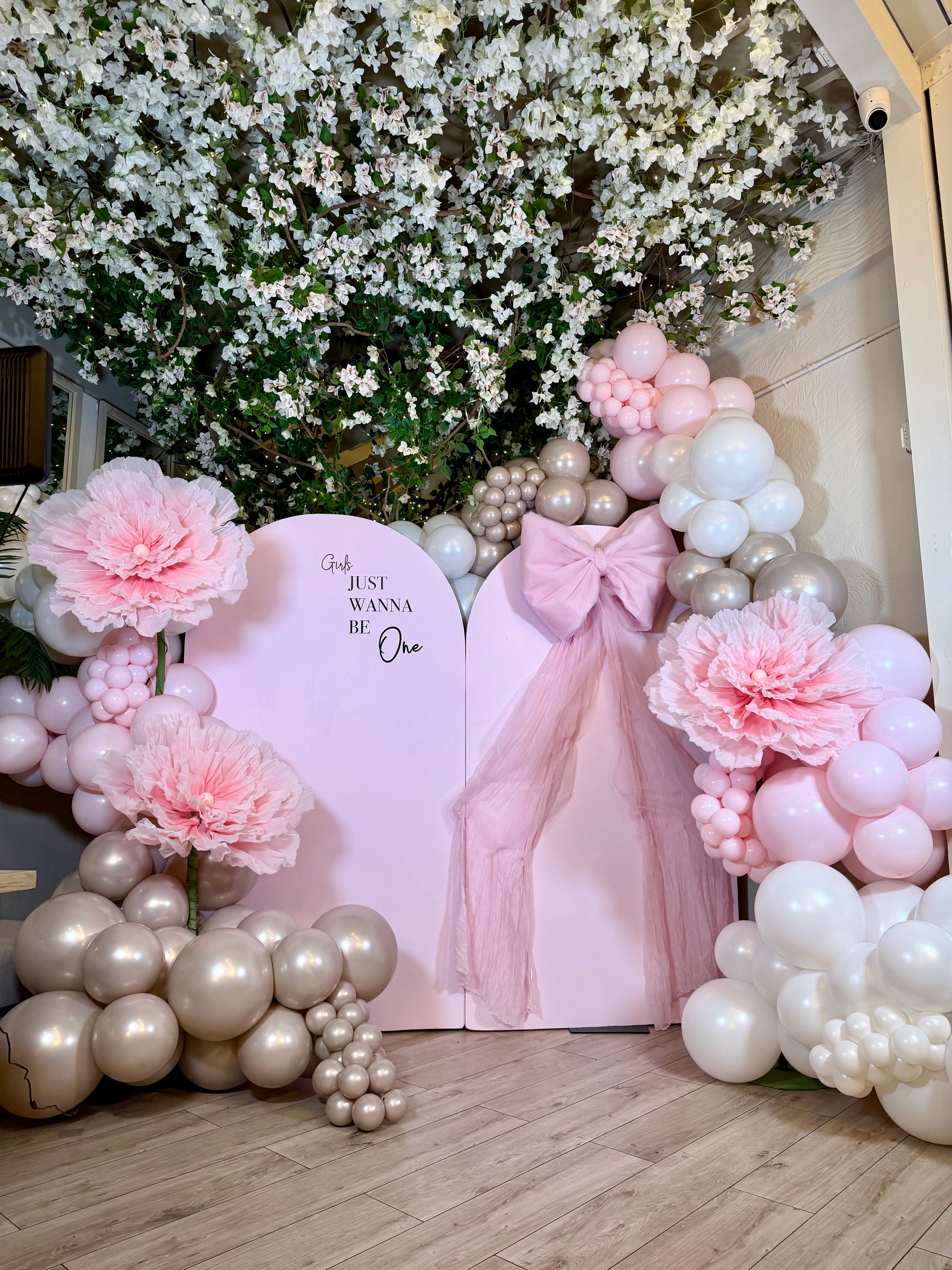 Luxury Pink Baby Shower Balloon Backdrop NYC | First Birthday & Welcome Baby Decor BROOKLYN
