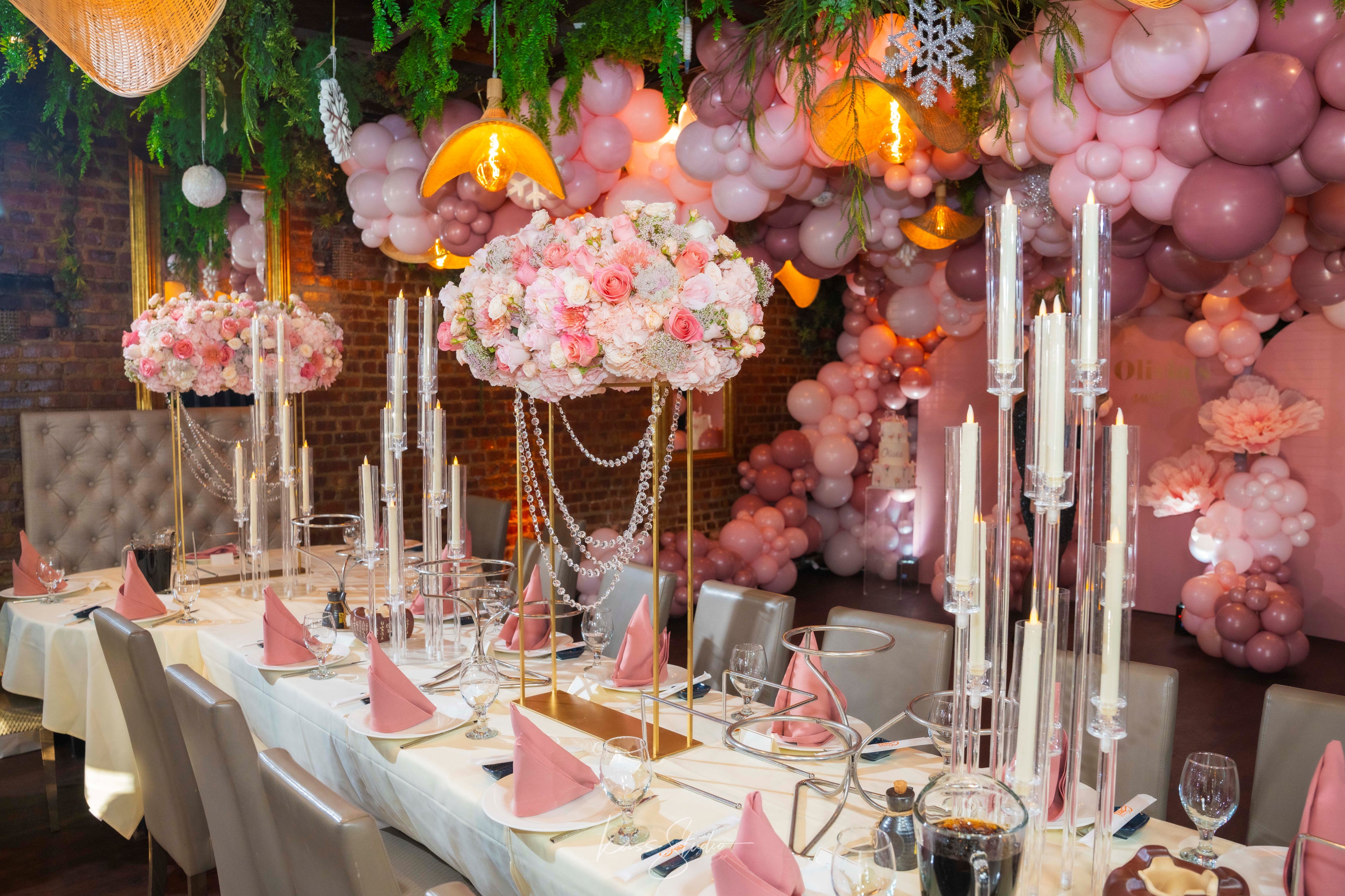 Luxury Sweet 16 Balloon Installation in NYC | Hanging Balloon Garlands