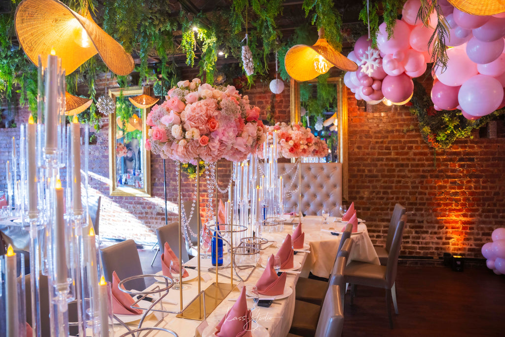 Luxury Sweet 16 Balloon Installation in NYC | Hanging Balloon Garlands