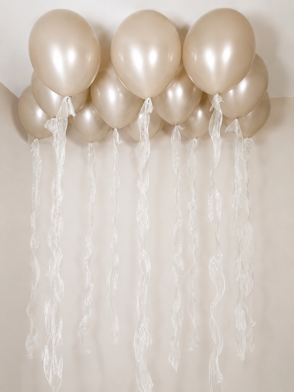 Ceiling Balloons NYC | Helium Balloons with Fluffy Ribbons
