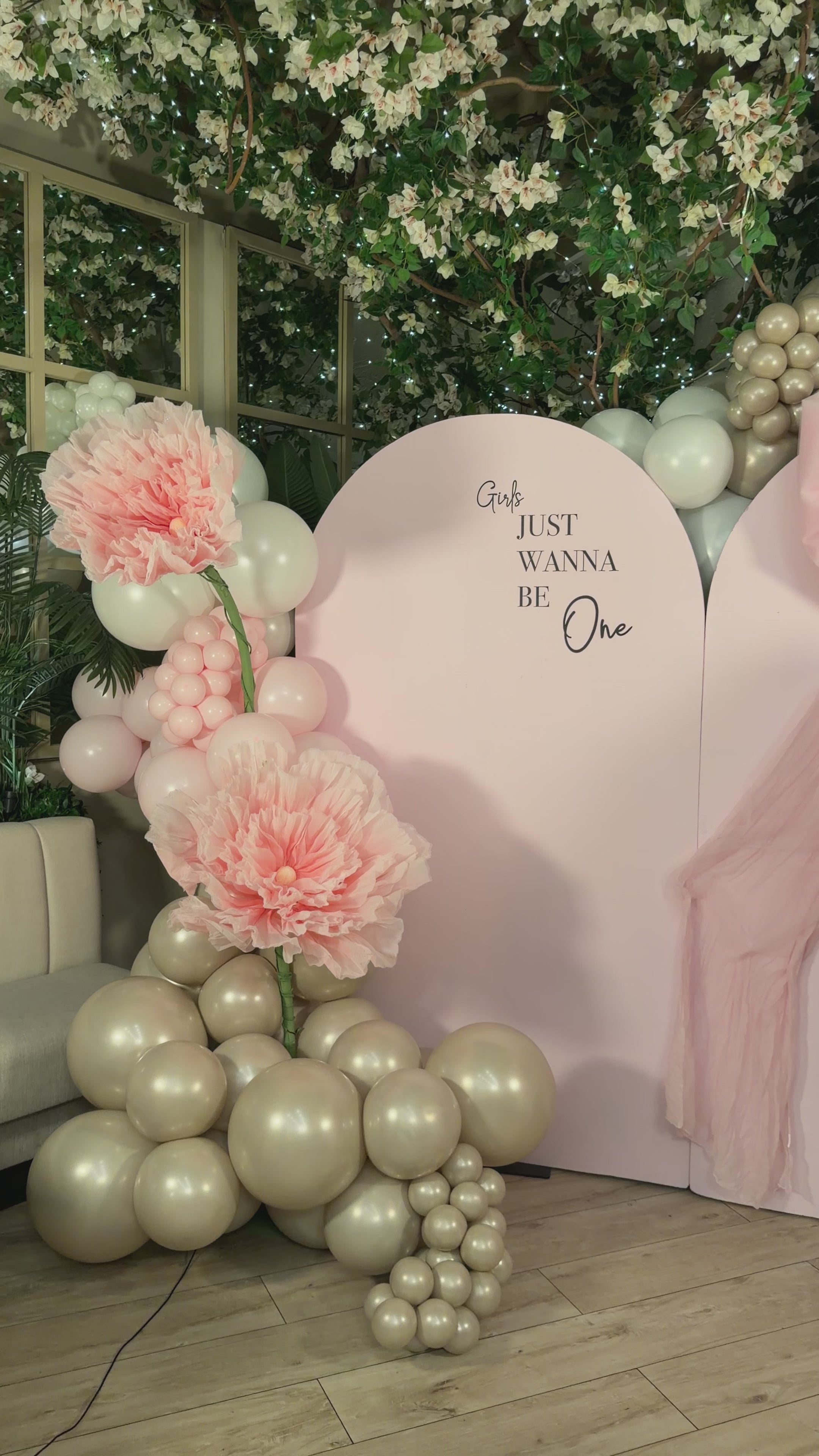 Luxury Pink Baby Shower Balloon Backdrop NYC | First Birthday & Welcome Baby Decor BROOKLYN