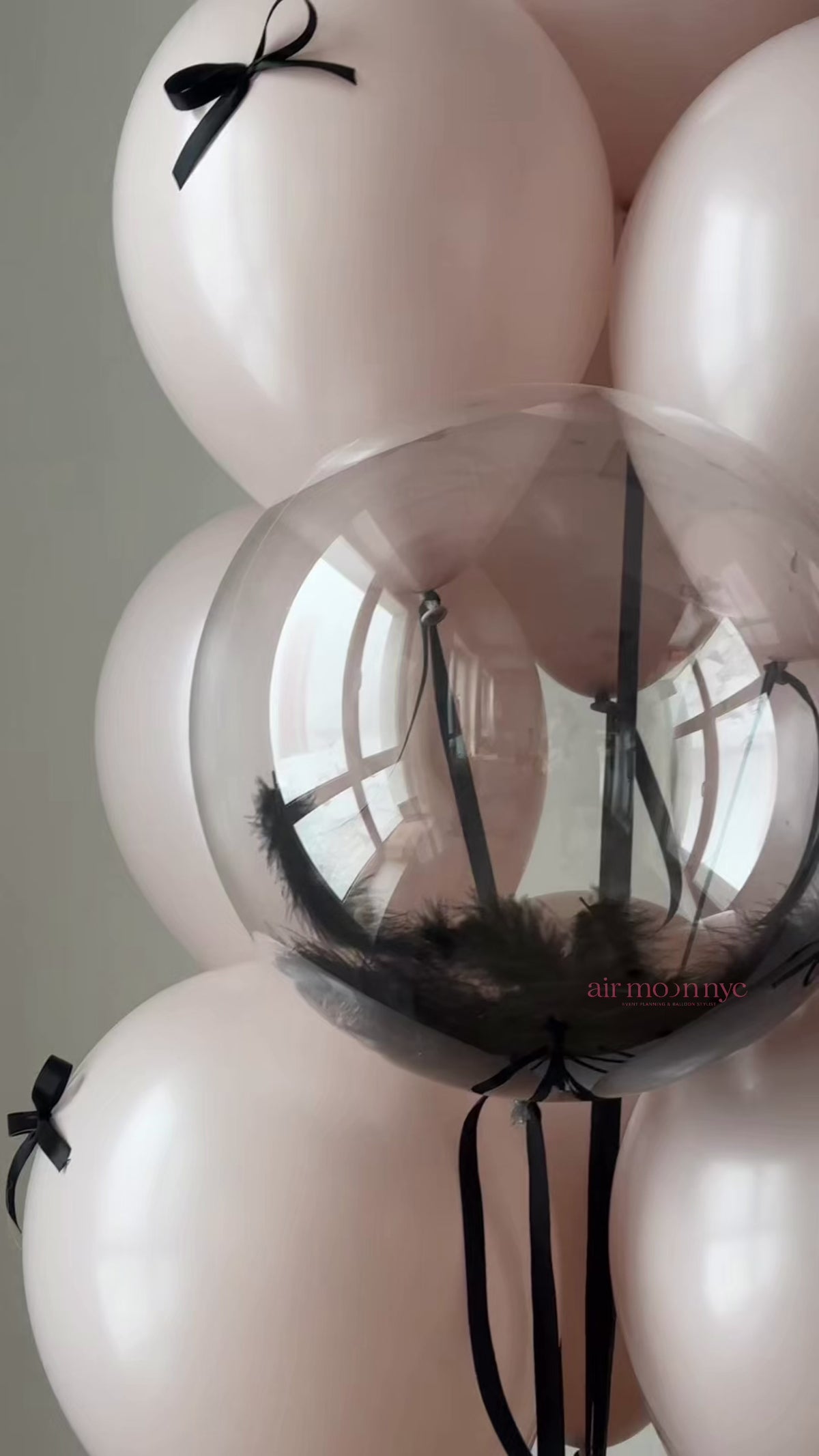 Personalized Birthday Balloon Set NYC | Blush Pink & Black Balloon Bouquet