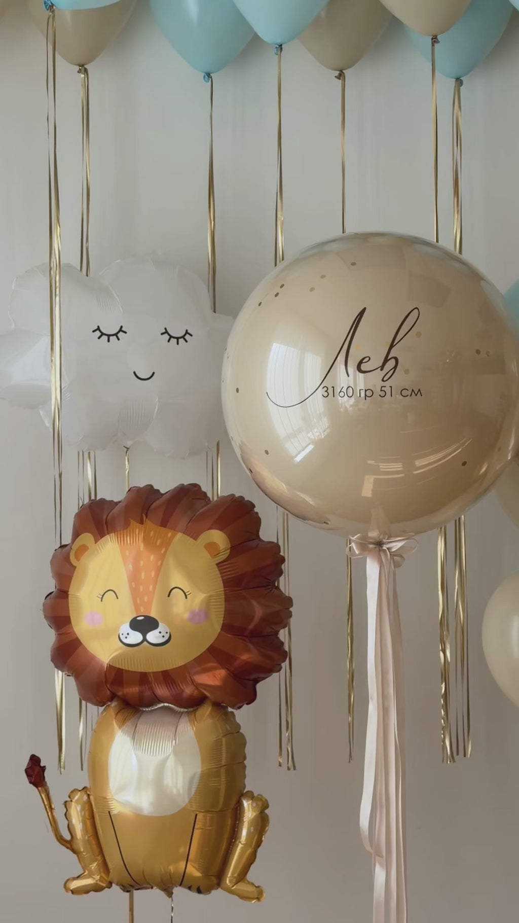 Baby Boy Balloons NYC | Lion Birthday & Baby Shower Balloons | Air Moon NYC